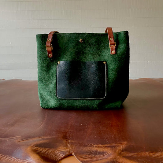 Tote #5010 | GREEN ROUGHOUT | MEDIUM